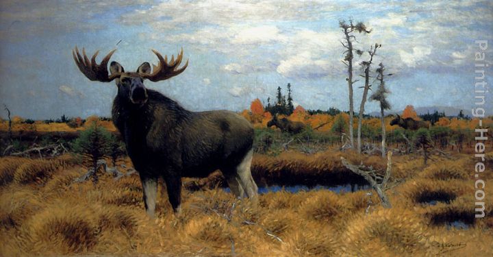 Elks In A Marsh Landscape painting - Wilhelm Kuhnert Elks In A Marsh Landscape art painting